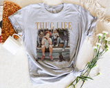 "Thug Life Hocus Pocus" design on a heather gray unisex t-shirt