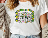 "Lucky Friendship Bracelet" design on a white unisex t-shirt