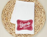 Howdy Darlin Retro Beer Tea Towel, Flour Sack Kitchen Dish Towel