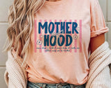 "Motherhood, Some Days I Rock It" design on a peach unisex t-shirt