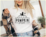 "Pumpkin Season" design on a white unisex t-shirt