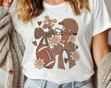 "Football Coquette Gameday Mama" design on a white unisex t-shirt