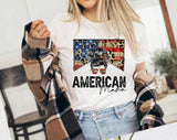American Mama Leopard Print 4th of July T-Shirt, Patriotic USA Graphic Tee