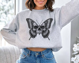 Skull Butterfly Gothic Horror Art Moth Sweatshirt, Funny Crewneck