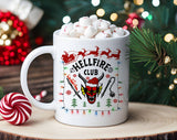 "Hellfire Club Stranger Xmas" Christmas design on a white coffee mug