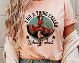 "I Do A Thing Called What I Want" design on a peach unisex t-shirt