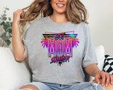 "Hot Mom Summer" design on a heather gray unisex t-shirt