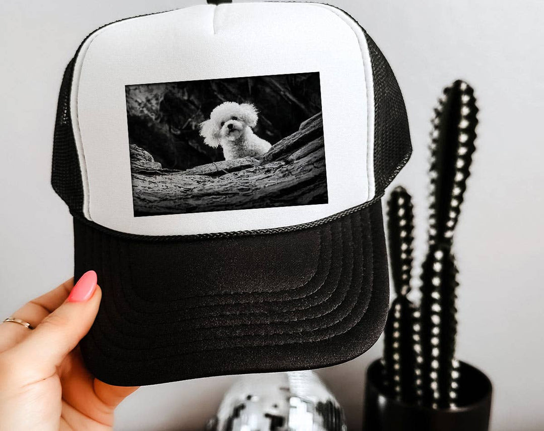 "Silence Of The Lamb Dog" design on a mesh-back snapback trucker hat