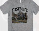 "Yosemite National Park" design on a heather gray unisex t-shirt