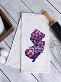 New Jersey State Flower Violet Tea Towel, Flour Sack Kitchen Dish Towel