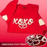 XOXO Heart Sleeves Valentine's Day Sweatshirt, Puff Crewneck