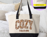 Cozy Season Fall Leaves Tote Bag