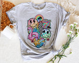 "Summer Pink Flamingo" design on a heather gray unisex t-shirt