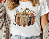 "Fourth Wing Pumpkin Book" design on a white unisex t-shirt