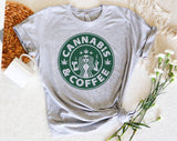 "Cannabis And Coffee" design on a unisex t-shirt