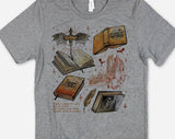 "Fourth Wing Collage" design on a heather gray unisex t-shirt