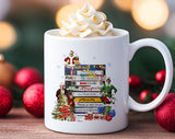 "Christmas Movies VHS Tapes" Christmas design on a white coffee mug