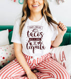 "Today's Forecast Tacos & Margaritas" design on a white unisex t-shirt