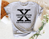 "Gen X Raised On Hose Water & Neglect" design on a heather gray unisex t-shirt