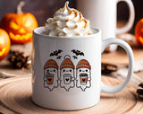Three Cute Ghosts Drinking Coffee Halloween Coffee Mug