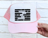"Everything Is Fine Trust Your Government" design on a mesh-back snapback trucker hat