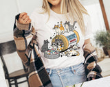 "Serotonin Booster Cats" design on a white unisex t-shirt