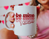 "Be My Valentine Retro" design on a white ceramic coffee mug