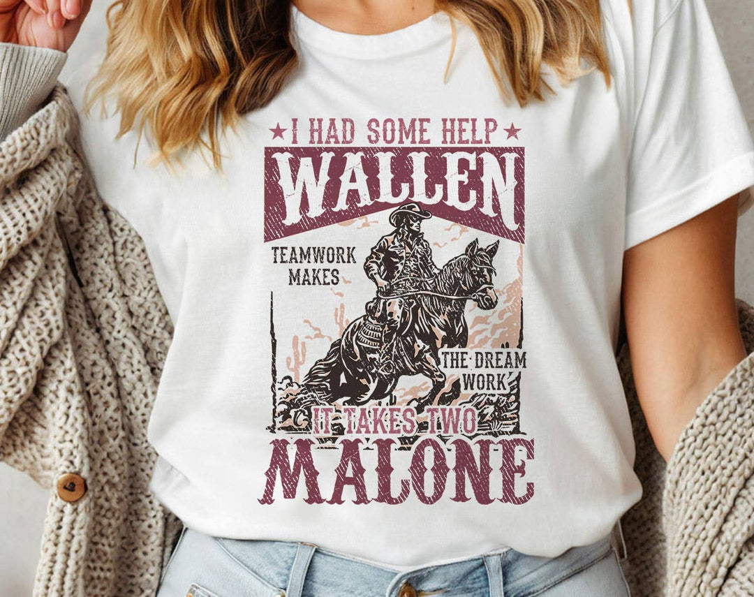 "Wallen And Malone Teamwork" design on a white unisex t-shirt
