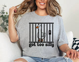 "Got Too Silly Goose Meme" design on a heather gray unisex t-shirt