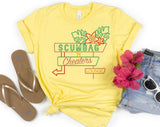 "Scumbag & Cheaters Lounge" design on a pale yellow unisex t-shirt