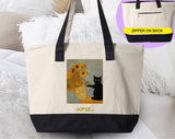 Oopsie Van Gogh Sunflowers Black Cat Funny Tote Bag