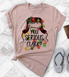 "You Serious Clark?" design on a peach unisex t-shirt