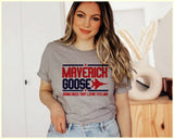 "Maverick And Goose" design on a heather gray unisex t-shirt