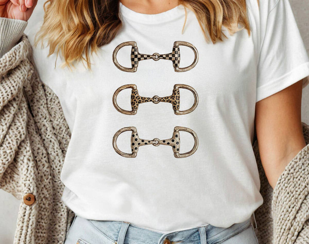 "Brushstroke Horse Bit Cowgirl" design on a white unisex t-shirt