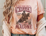"Wallen And Malone Teamwork" design on a peach unisex t-shirt