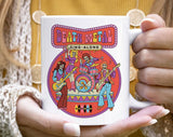 "Death Metal Sing Along" design on a white ceramic coffee mug