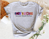"Carl's A Mess Summer House" design on a heather gray unisex t-shirt