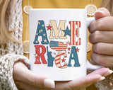 "America Statue Of Liberty" design on a white ceramic coffee mug