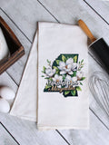 Mississippi State Flower Magnolia Tea Towel, Flour Sack Kitchen Dish Towel