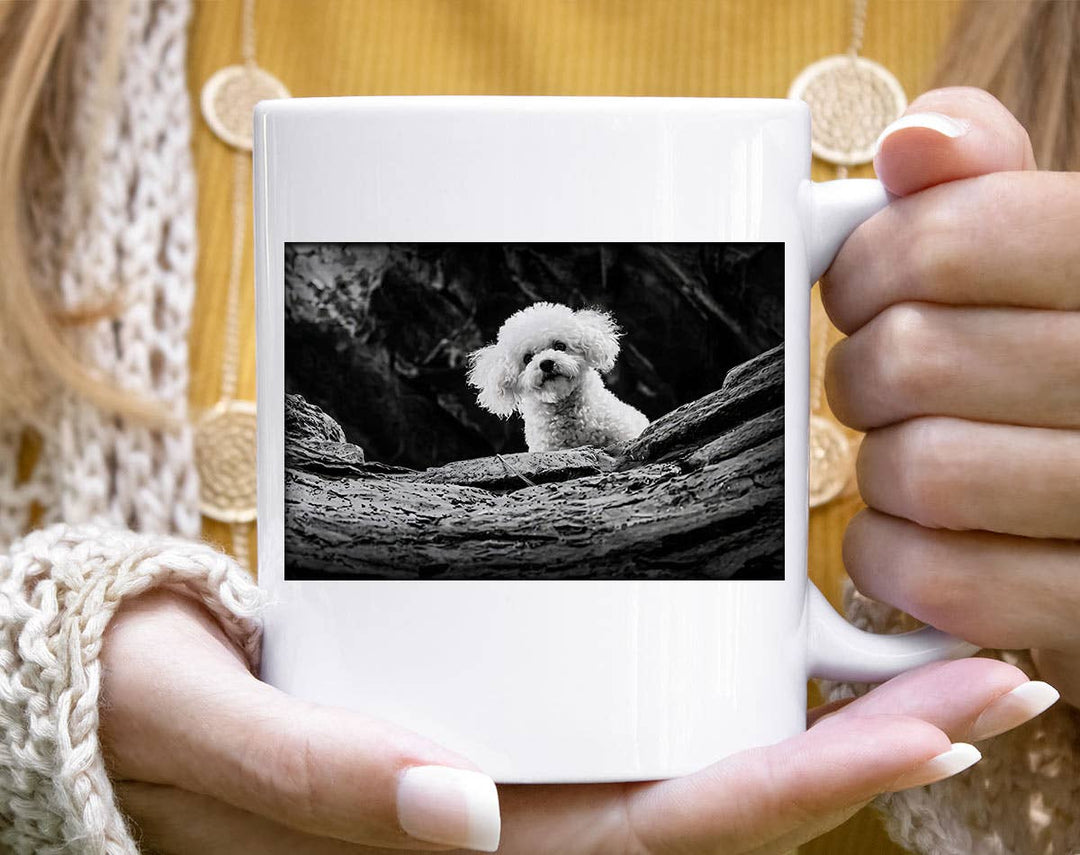 "Silence Of The Lamb Dog" Halloween design on a white coffee mug