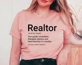 "Realtor Definition" design on a peach unisex t-shirt