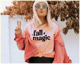 "Fall Magic Pumpkin" design on a peach unisex t-shirt