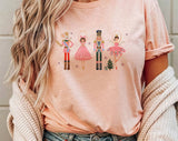 "Nutcracker Ballet" design on a peach unisex t-shirt