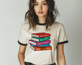 "A Court Of Thorns And Roses ACOTAR" design on a natural ringer t-shirt with black contrast trim