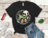 "Chippin' And Dippin' Margarita Sippin'" design on a black unisex t-shirt