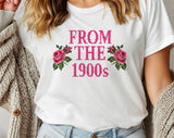"From The 1900s Floral Roses" design on a white unisex t-shirt