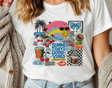 "Summer Days Good Vibes Collage" design on a white unisex t-shirt