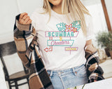 "Scumbag & Cheaters Lounge" design on a white unisex t-shirt