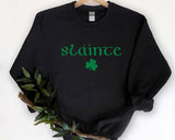 "Slainte Irish Gaelic" design, alternate view, on an ash gray unisex crewneck sweatshirt