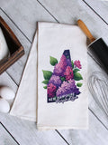 New Hampshire State Flower Purple Lilac Tea Towel, Flour Sack Kitchen Dish Towel